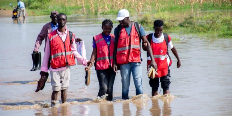 Kenya Red Cross officials in nationwide flood response, our team in Bala, Homa Bay in December 2023.. LANDSLIDE