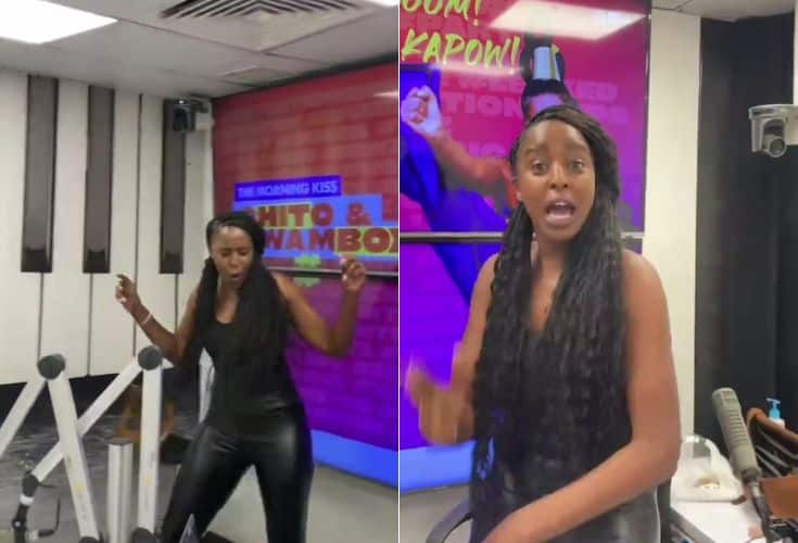 A photo collage of Kiss FM presenter Sheila Kwamboka also known as Kwambox.