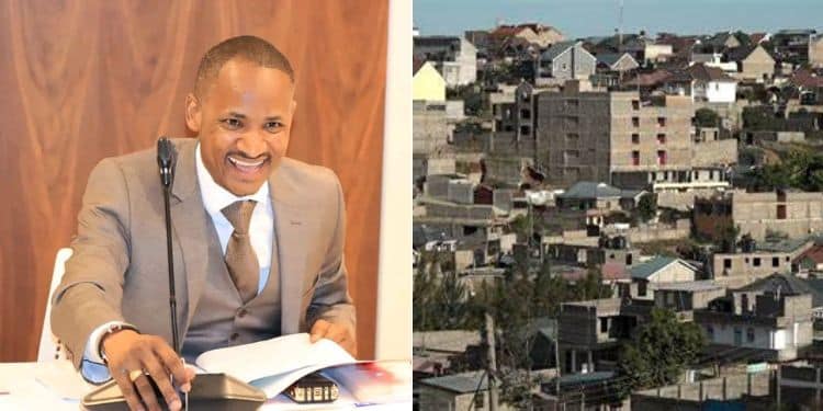 A collage photo Oof Embakasi MP Babu Owino and Nyiru land under dispute.