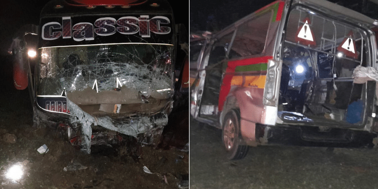 A collage of the two vehicles involved in a traffic road accident along the Nakuru-Eldoret Highway.PHOTO/NPS.