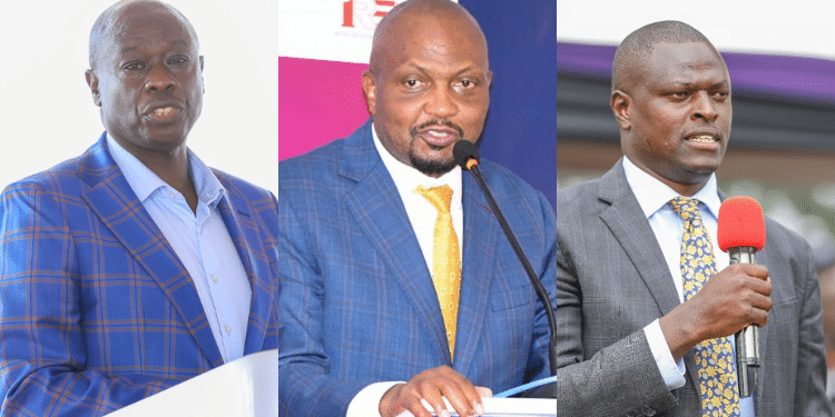 From Left, Dp Rigathi Gachagua, Public Service Cs Moses Kuria And Kiharu Mp Ndindi Nyoro. Photo/Courtesy.