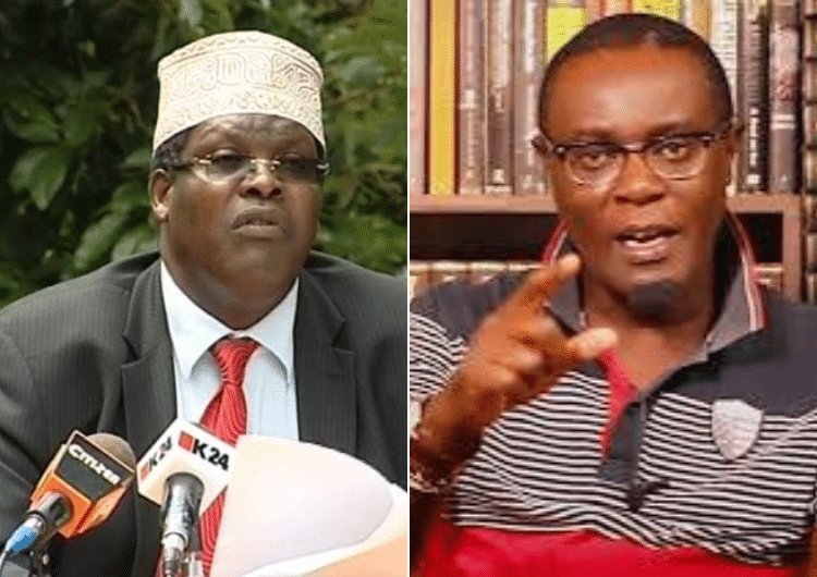 A collage of Dr. Miguna Miguna and Political Analyst Mutahi Ngunyi. PHOTO/ Courtesy.