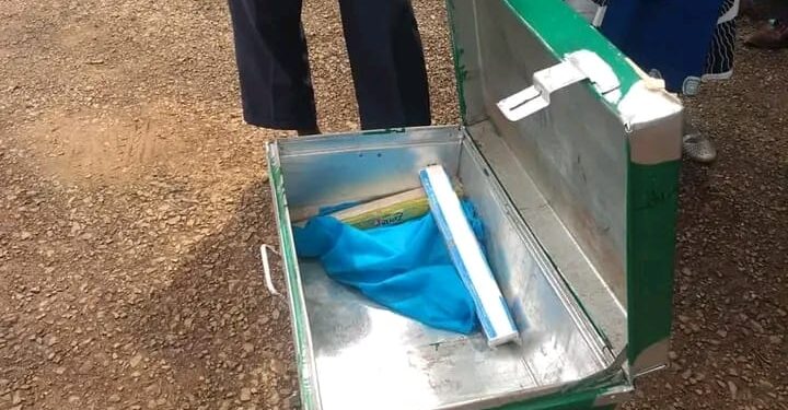 A photo of the bar soaps and box Levis Otieno had carried during his admission.