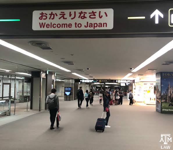 A photo of an entrance of an airport in Japan.