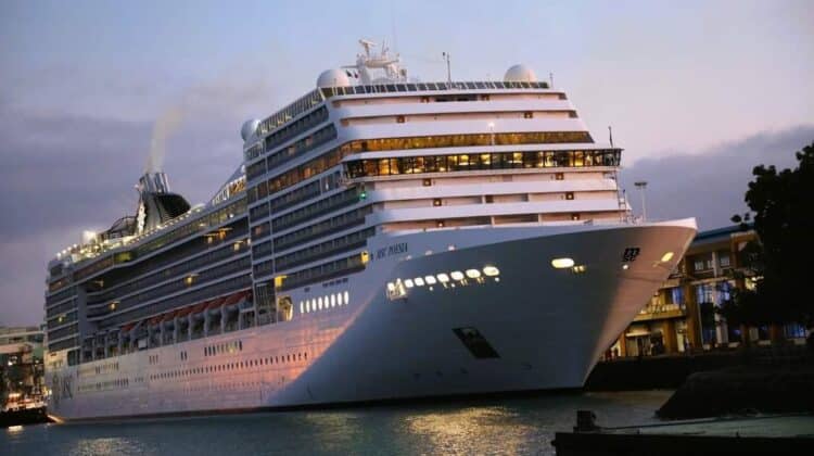 Luxury cruise ship dubbed MSC Poesia that docked at the Port of Mombasa on February 3, 2024.PHOTO/KPA