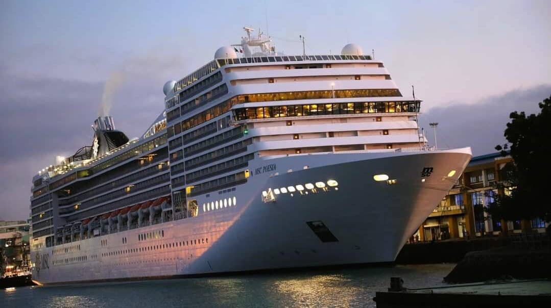 Luxury cruise ship dubbed MSC Poesia that docked at the Port of Mombasa on February 3, 2024.PHOTO/KPA