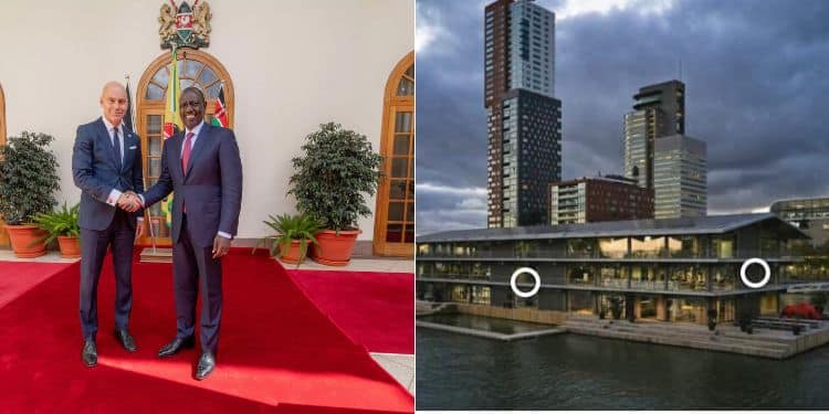 President William Ruto and GCA CEO Prof Patrick Verkooijen during a past meeting at State House Nairobi (left) and a photo of the FOR in Rotterdam in the Netherlands.