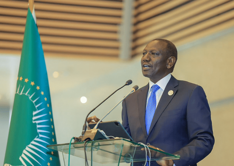President William Ruto speaking at the Presidential Dialogue on Global Financial Institutions Reform in Addis Ababa, Ethiopia. PHOTO/PCS.