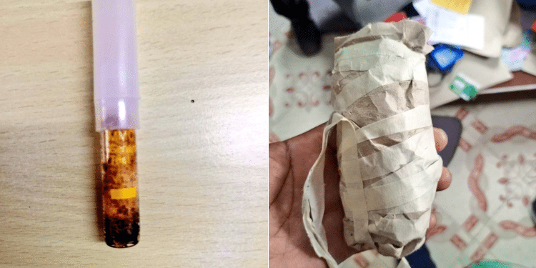 A photo collage of the heroin drugs found in the student's house. PHOTO/DCI.