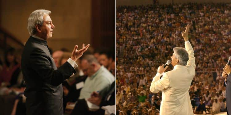 A photo collage of televangelist Benny Hinn.