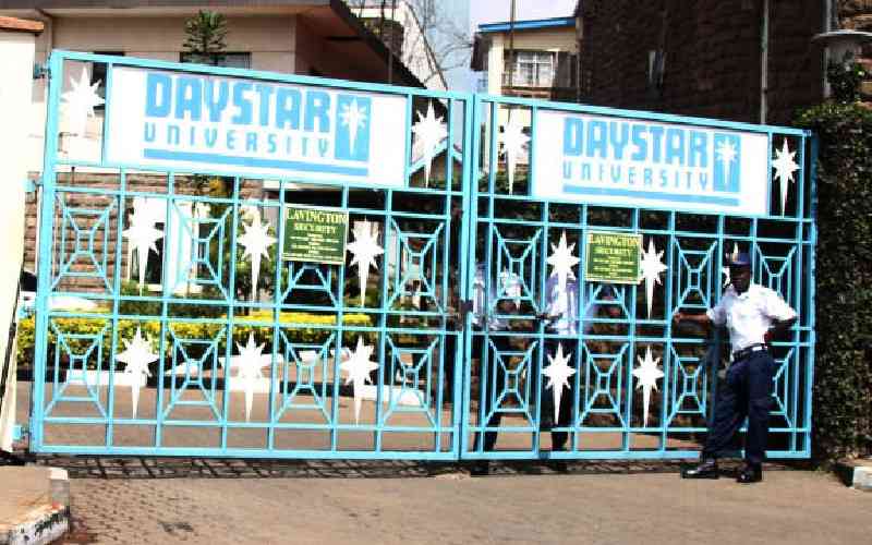 A photo of Daystar University main gate. photo/courtesy