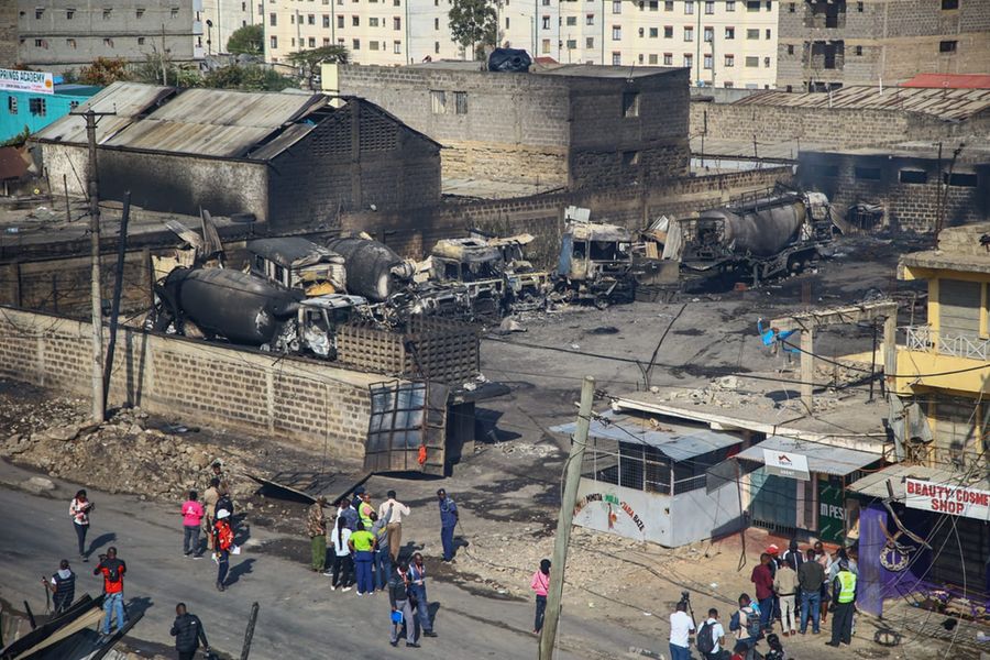 An aerial photo showing the aftermath of the gas explosion in Embakasi.