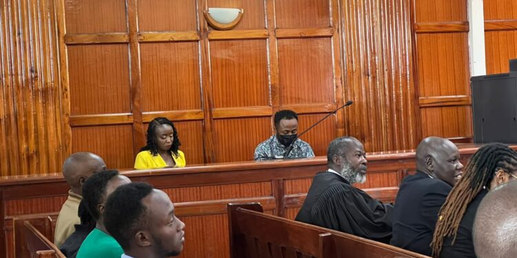 Jacque Maribe (Left) And Jowie Irungu Follow Court Proceedings.