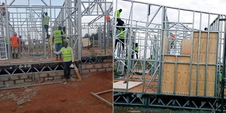 A photo collage showing progresds in the construction of the late Kelvin Kiptum house.