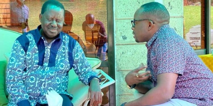 Former Prime Minister Raila Odinga with Silas Jakakimba. PHOTO/Courtesy.