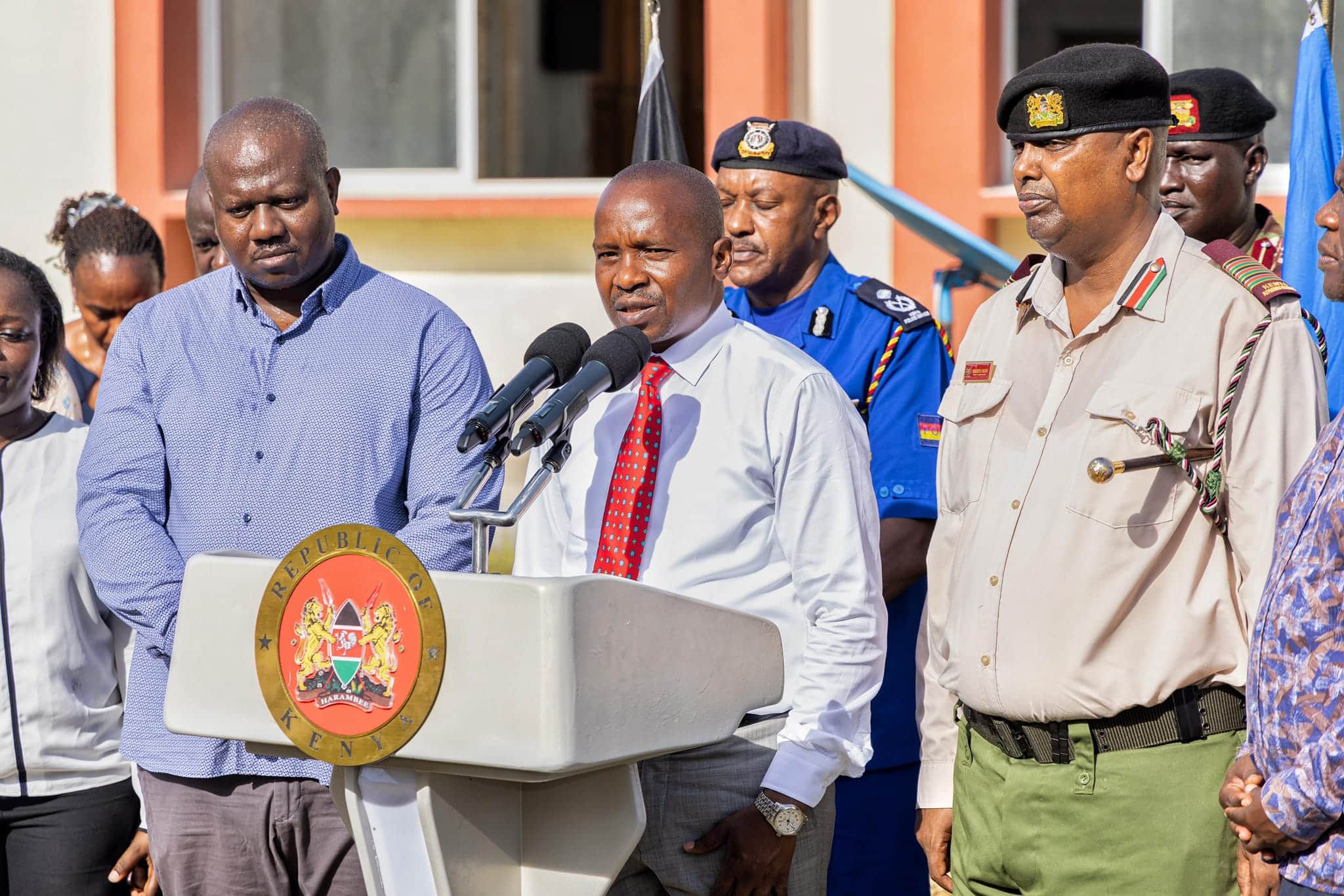 Interior CS Kithure Kindiki speaking at Kilifi County Commissioner headquarters on March 27, 2024. PHOTO/ Interior...bandits