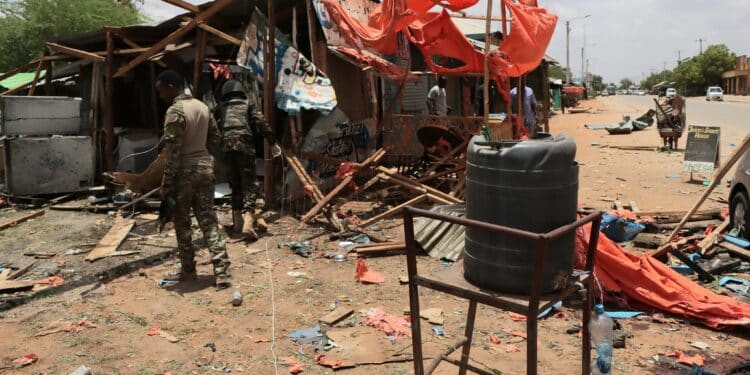 Fish Point Hotel in Mandera town after explosion by Alshabab. PHOTO/Courtesy.