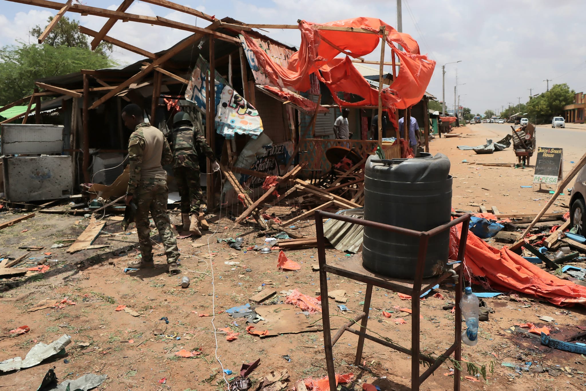 Fish Point Hotel in Mandera town after explosion by Alshabab. PHOTO/Courtesy.