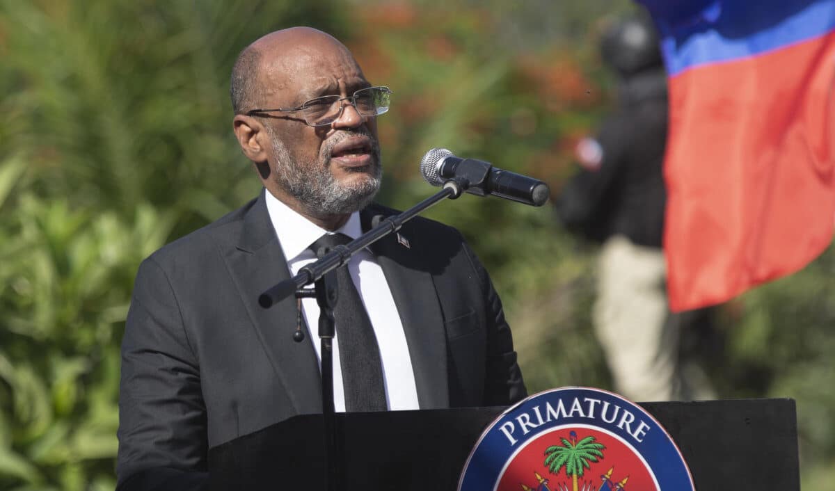 FILE - Haitian Prime Minister Ariel Henry speaks during a ceremony in memory of slain Haitian President Jovenel Moise at a past event. PHOTO/Courtesy