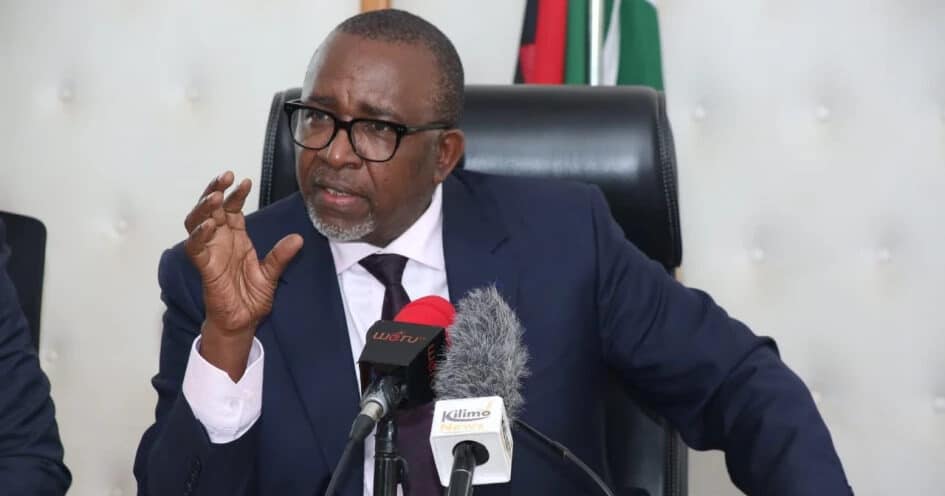 CS Mithika Linturi addressing the media at a past event.PHOTO/Courtesy