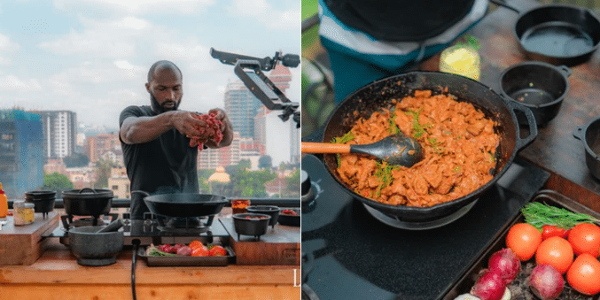 Dennis Ombachi preparing a recipe meal. PHOTO/ Ombachi