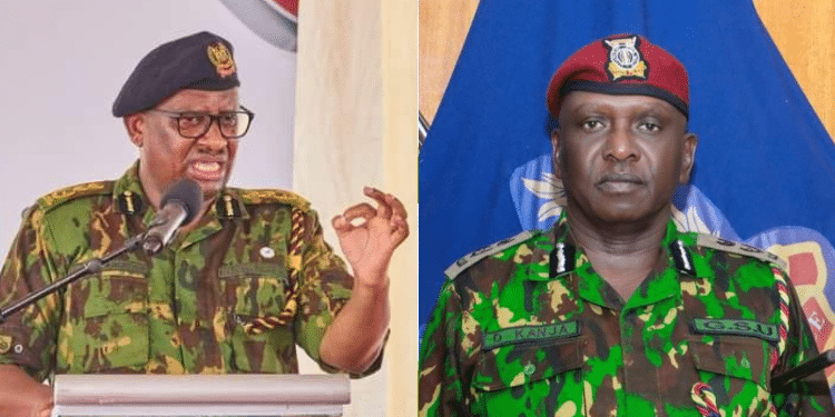 A photo collage of IG Japhet Koome and DIG Kenya Police Service Douglas Kanja. PHOTO/NPS.