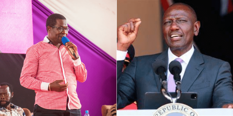 A collage photo of National Assembly Minority Leader Opiyo Wandayi and President William Ruto.