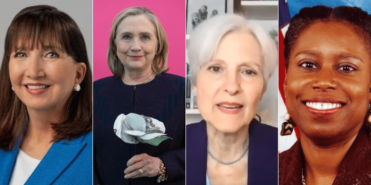 Us women who Reached the Presidential Ballot. Jo Joensen(L), Hillary, Clinton, Jill Stein and Cynthia McKinney.