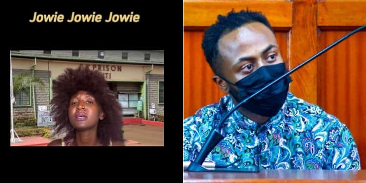 A photo collage of a screengrab from the skit by Mammito Eunice and a photo of Jowie Irungu.