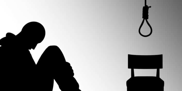A visual representation of a person thinking about committing suicide.