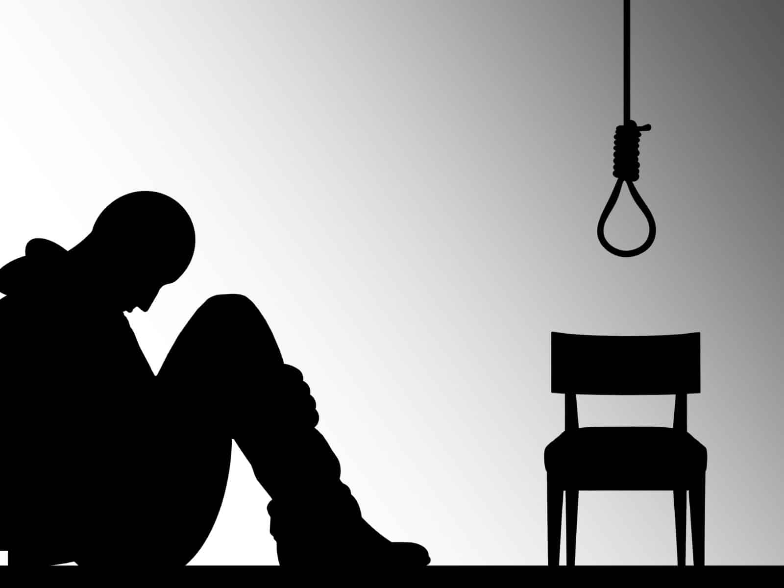 A visual representation of a person thinking about committing suicide.
