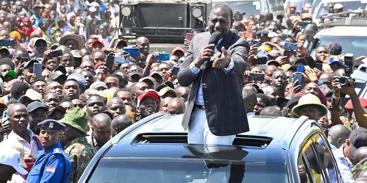 President William Ruto addressing residents of Chepalungu sub county in Bomet on March 16, 2024 Image: PCS