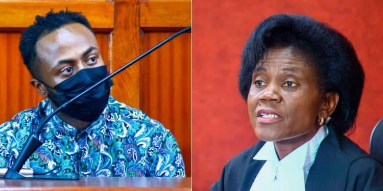 A side to side photo of Jowie Irungu and Justice Grace Nzioka.