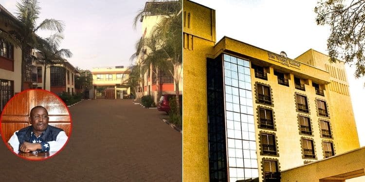 A side to side photo of the Hotel Lilies Hotel in Juja, Kiambu County, and a photo of the White Rhino Hotel in Nyeri County.