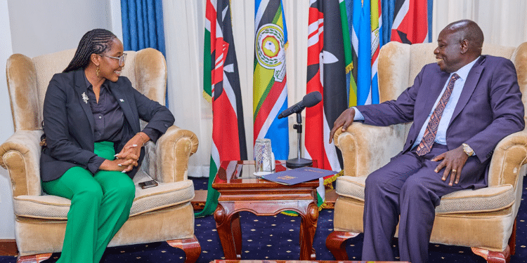 Deputy President Rigathi Gachagua with Namibia's ICT Minister Emma Theofelus. PHOTO/ DPCS
