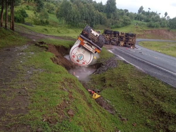 Gas Leak Reported After Fuel Tanker Overturns in Kericho