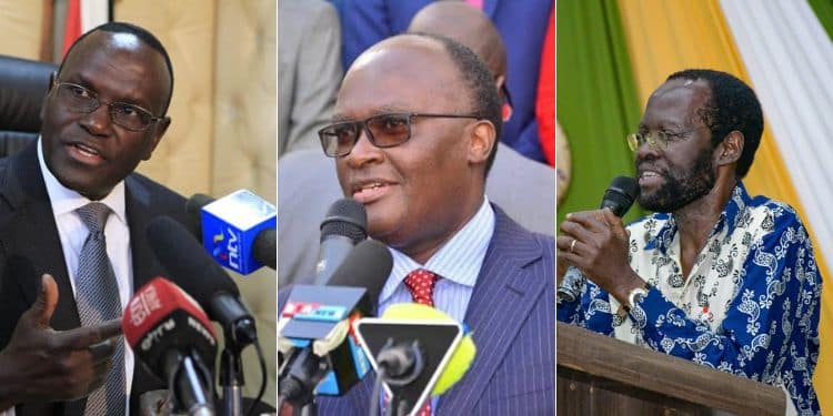 A photo collage of former Health CSs: Cleopa Kilonzo Mailu, James Wainaina Macharia and Prof Anyang Nyong'o. PHOTO/Courtesy.