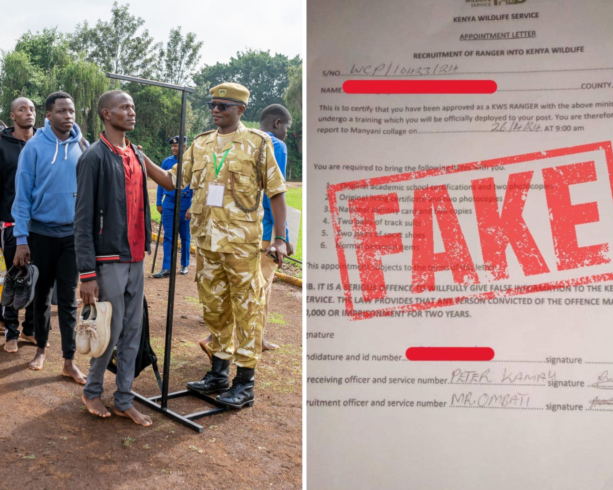 Kenyans Warned of Fake KWS Recruitment Letters