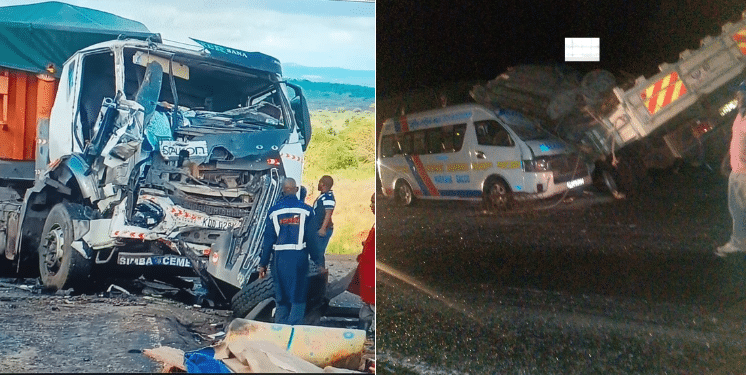 Photos from the accident along Nairobi-Mombasa Highway at Salama, Makueni County. PHOTO/Courtesy....ntsa