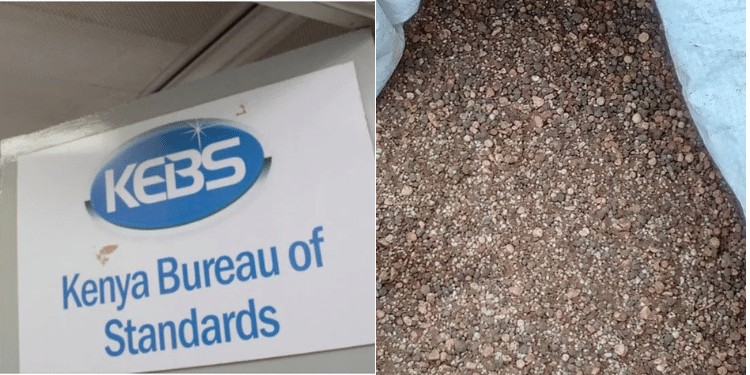 A photo collage of KEBS offices and sample of the fake fertilizer. PHOTO/Courtesy.