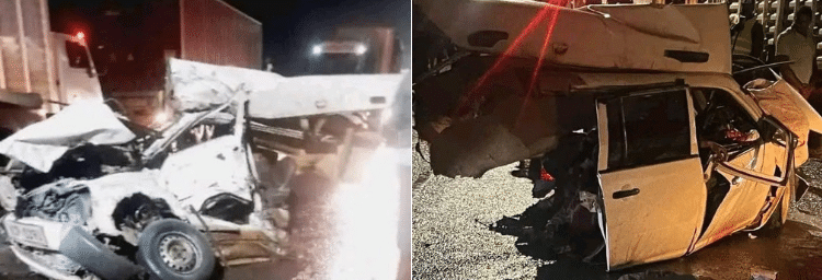 A photo collage of remains of the probox and the lorry after the accident at Duka Moja on April 8, 2024. PHOTO/Courtesy.
