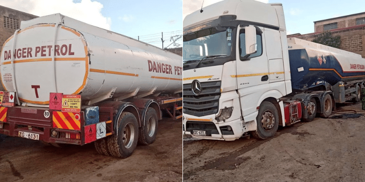 A photo collage of fuel tankers found behind Shell petrol station off Lunga Road, Nairobi. PHOTO/DCI.