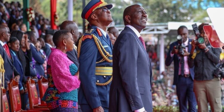 President William Ruto (Left) And Cdf Francis Ogolla In A Past Function.