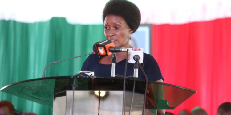 TSC Chairperson Nancy Macharia speaks at a past function.