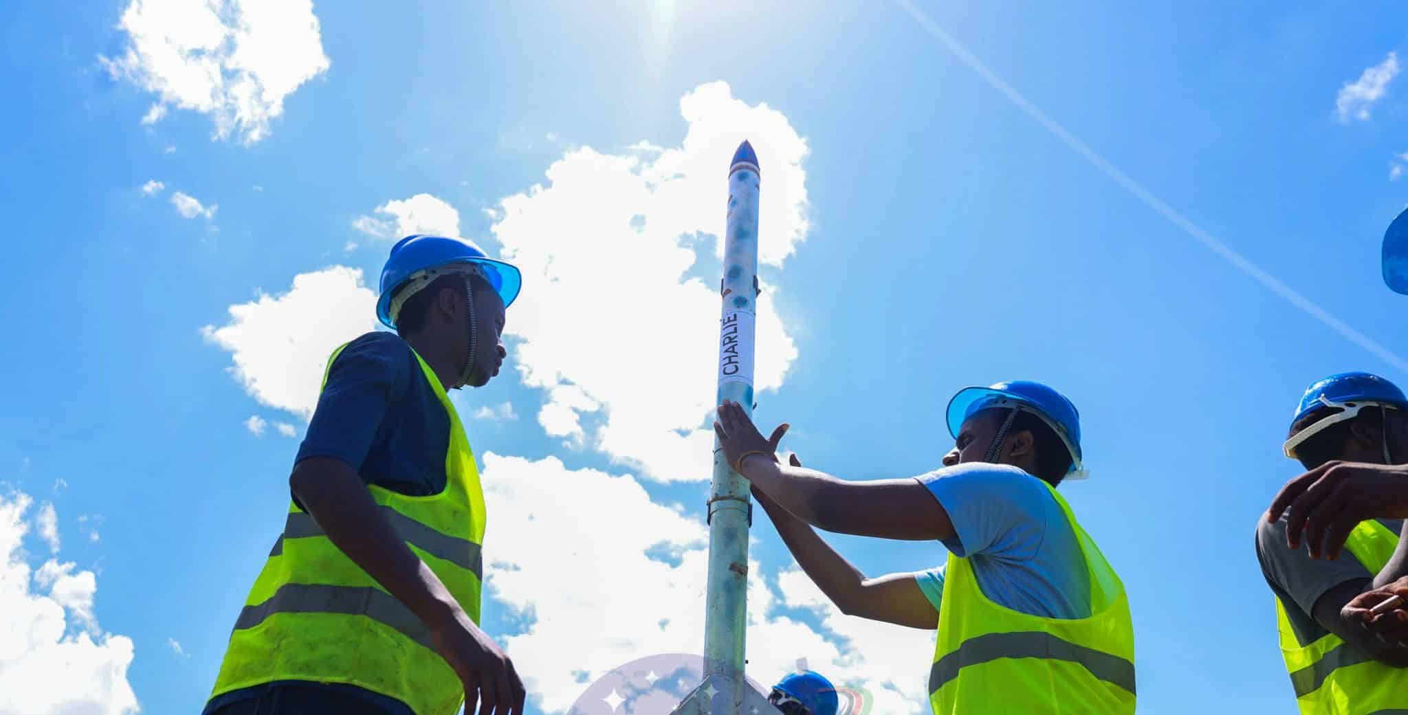 Team from Kenya Space Agency & JKUAT during the launch of the Nakuja 3.5 rocket on Wednesday, May 8, 2024. PHOTO/Kenya Space Agency