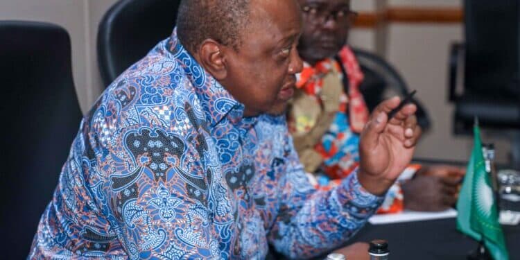 Former President Uhuru Kenyatta during a meeting with Commissioners of the Electoral Commission of South Africa on May 26, 2024. PHOTO/Office of 4th President Kenya.