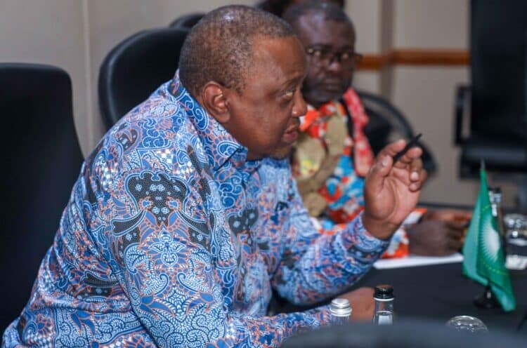 Former President Uhuru Kenyatta during a meeting with Commissioners of the Electoral Commission of South Africa on May 26, 2024. PHOTO/Office of 4th President Kenya.