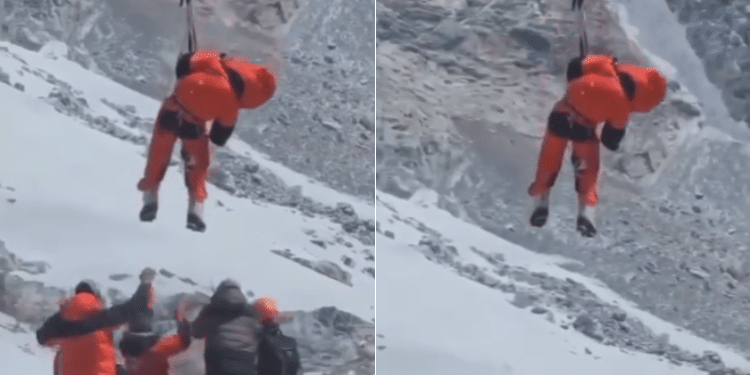 A Screengrab of video showing the climber's body retrieved from Mount Everest. PHOTO/Courtesy