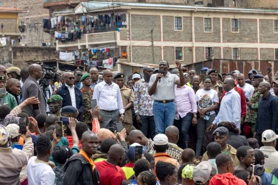President William Ruto speaking in Kiamaiko, Nairobi County on Monday, May 6, 2024.PHOTO/PCS.