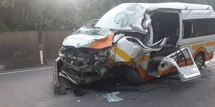 A wreckage of matatu involved in Molo accident. Police